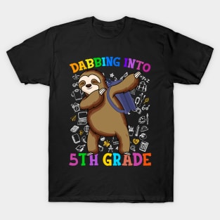 Dabbing Into 5th Grade Sloth Shirt Back To School Gifts T-Shirt